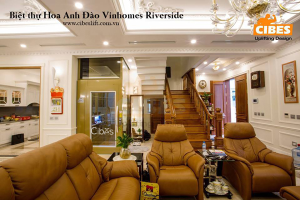 Mẫu thang máy ở biệt thự Vinhomes Riverside 